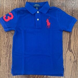 Polo by Ralph Lauren Blue and Red Classic Polo Shirt Big Pony worn 1 time size 4